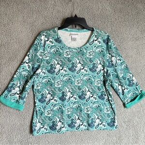 Bon Worth Paisley Print Women's Top - Green